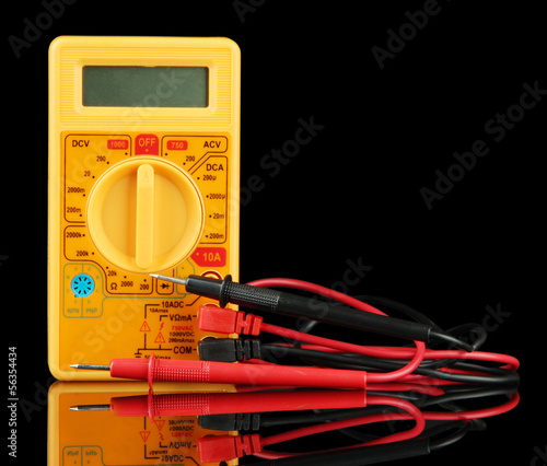 Photo: Multimeter on black background Multimeter on black background