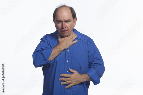 Photo: Older man choking, horizontal Older man choking, horizontal