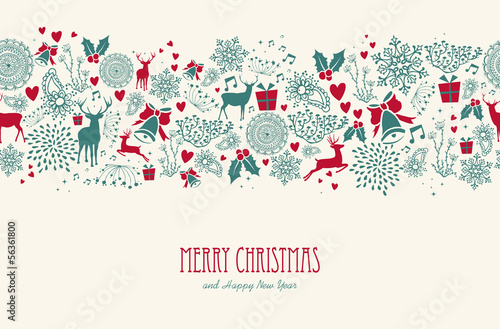 Vintage Christmas reindeer seamless pattern background. EPS10 fi