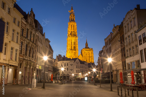 Photo: Antwerp - cathedral of Our Lady and Suikerrui street Antwerp - cathedral of Our Lady and Suikerrui street