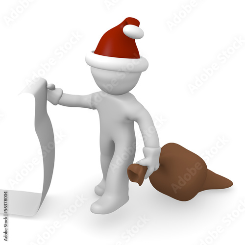 Illustration: Santa Claus with a long wish list Santa Claus with a long wish list