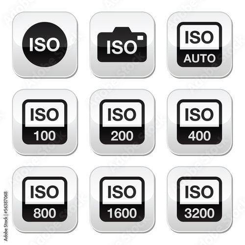 Vector: ISO - camera film speed standard buttons set ISO - camera film speed standard buttons set