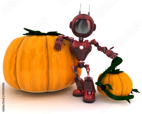 Illustration: Android with holiday pumpkin Android with holiday pumpkin