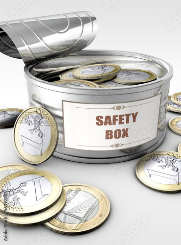 Illustration: tin can with coins inside tin can with coins inside