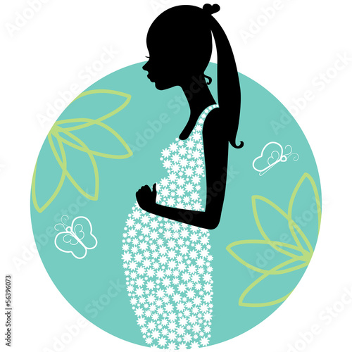 Vector: Silhouette of young pregnant woman Silhouette of young pregnant woman
