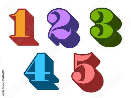 Vector: Colorful ciphers numbers digits 1, 2, 3, 4, 5 Colorful ciphers numbers digits 1, 2, 3, 4, 5