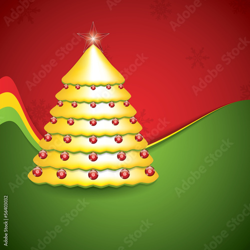 Vector: Simple golden and glossy Christmas tree Simple golden and glossy Christmas tree