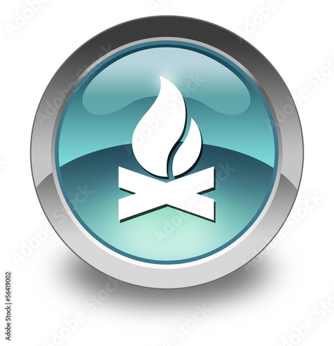 Illustration: Light Blue Glossy Pictogram "Campfire" Light Blue Glossy Pictogram "Campfire"