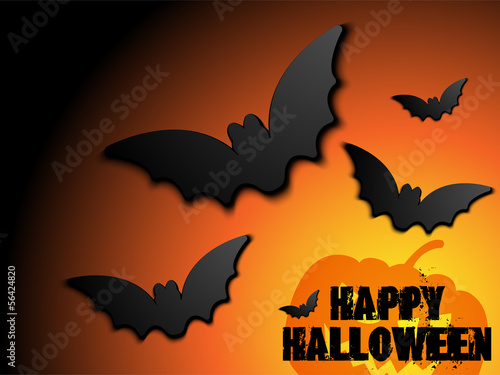Vector: Halloween Bat Frame Pumpkin Background Halloween Bat Frame Pumpkin Background