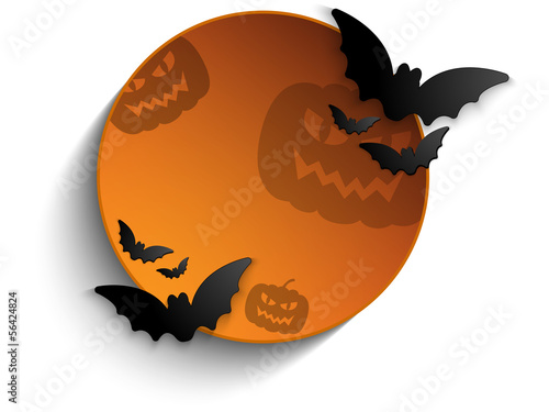 Vector: Halloween Bat Circle Frame Pumpkin Background Vector Halloween Bat Circle Frame Pumpkin Background Vector