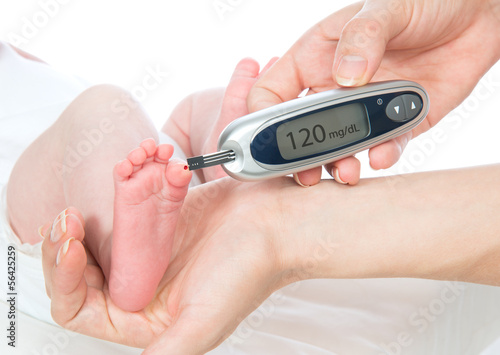 Photo: measuring glucose level blood test from diabetes child baby fee measuring glucose level blood test from diabetes child baby fee