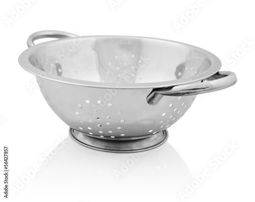 Photo: Metal colander isolated Metal colander isolated