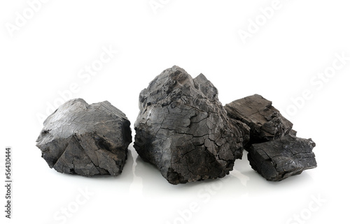 Photo: Coal on white background Coal on white background