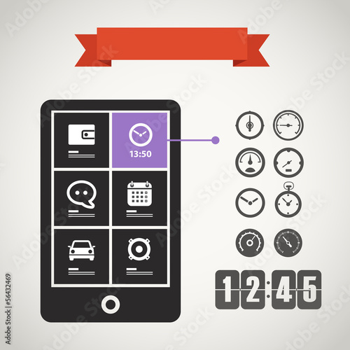 Vector: Modern mobile phone with transport silhouettes set Modern mobile phone with transport silhouettes set