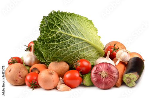 Photo: Vegetables on a white background Vegetables on a white background