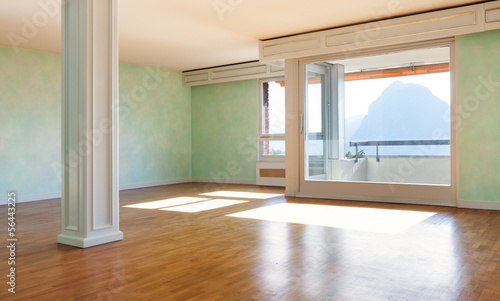 Photo: Interior, empty apartment classic, large room with windows Interior, empty apartment classic, large room with windows