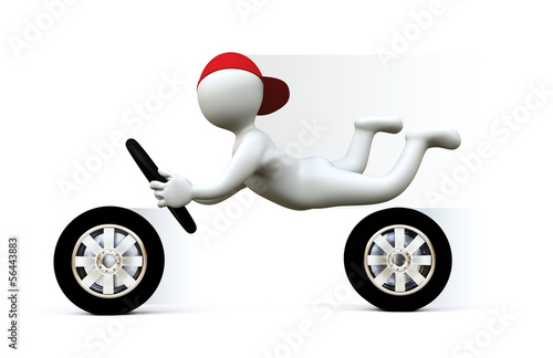 Illustration: 3D Man driving fast 3D Man driving fast