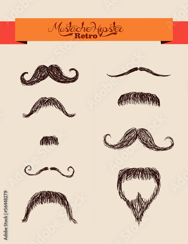 Vector: Hipsters elements mustaches set EPS10 file. Hipsters elements mustaches set EPS10 file.