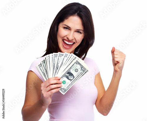 Photo: Woman holding money Woman holding money