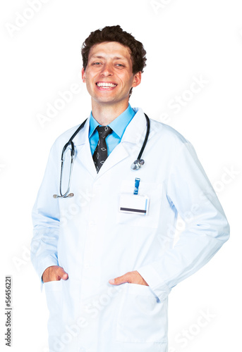 Photo: Portrait of the smiling doctor on a white Portrait of the smiling doctor on a white