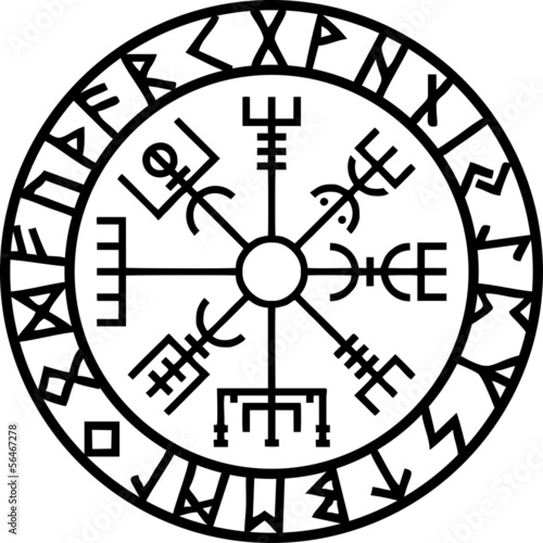 Vector: Vegvisir, Runen Kreis, Island, Navigator Vegvisir, Runen Kreis, Island, Navigator