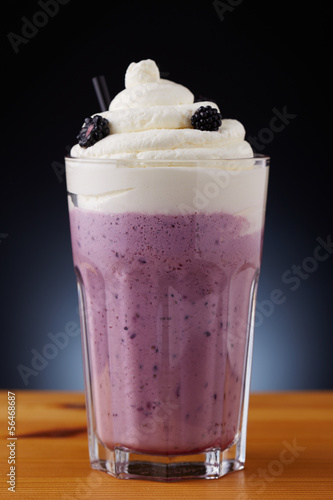 Photo: Fresh homemade blackberry milkshake Fresh homemade blackberry milkshake
