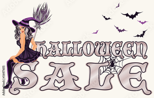 Vector: Halloween sale with sexy witch, vector illustration Halloween sale with sexy witch, vector illustration
