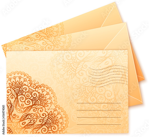 Vector: Vintage colors ornate isolated vector envelops Vintage colors ornate isolated vector envelops