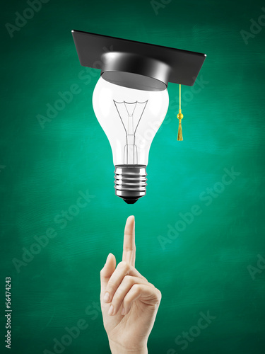 Photo: hand pointing at lightbulb hand pointing at lightbulb