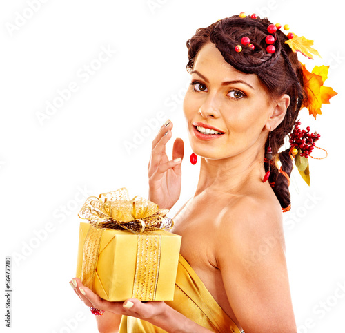 Photo: Girl with autumn hairstyle and make up. Girl with autumn hairstyle and make up.