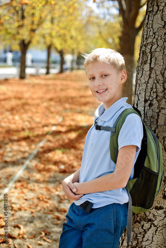 Photo: schoolboy in fall schoolboy in fall