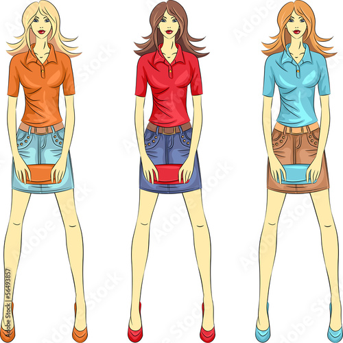 Vector: Vector beautiful fashion girls top models Vector beautiful fashion girls top models