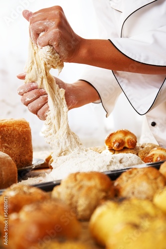 Photo: Cook hands preparing dough for homemade pastry Cook hands preparing dough for homemade pastry