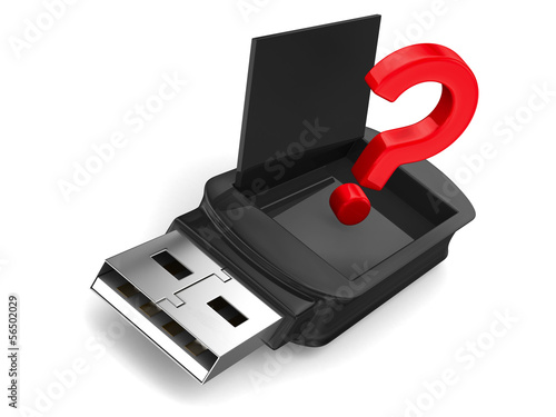 Illustration: usb flash drive on white background. Isolated 3D image usb flash drive on white background. Isolated 3D image