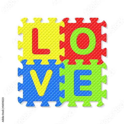 Vector: Word LOVE written with alphabet puzzle letters Word LOVE written with alphabet puzzle letters
