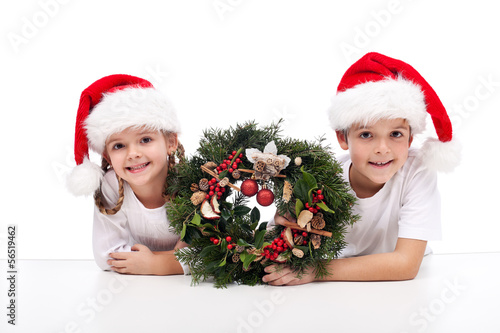 Photo: Kids with traditional advent wreath Kids with traditional advent wreath