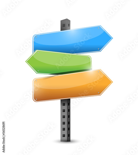 Illustration: three way question mark road sign illustration three way question mark road sign illustration
