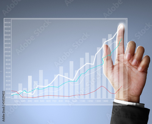 Photo: financial symbols coming from hand financial symbols coming from hand