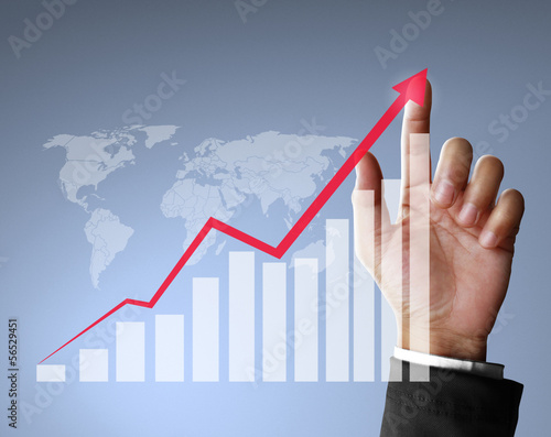 Photo: financial symbols coming from hand financial symbols coming from hand