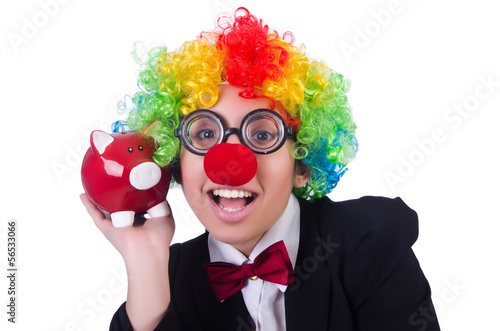 Photo: Businessman clown isolated on white Businessman clown isolated on white