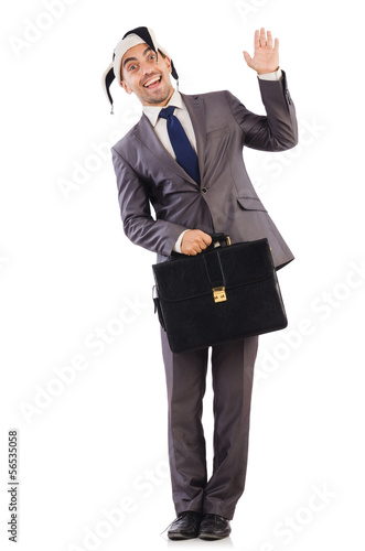 Photo: Businessman clown isolated on white Businessman clown isolated on white