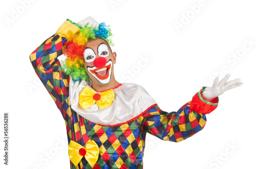 Photo: Funny clown isolated on white Funny clown isolated on white