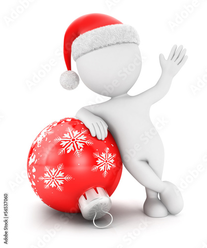 Illustration: 3d white people with a christmas bauble 3d white people with a christmas bauble