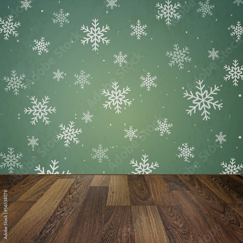 Photo: Christmas holiday background with wooden floor Christmas holiday background with wooden floor