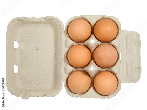 Photo: Half dozen fresh eggs in box Half dozen fresh eggs in box
