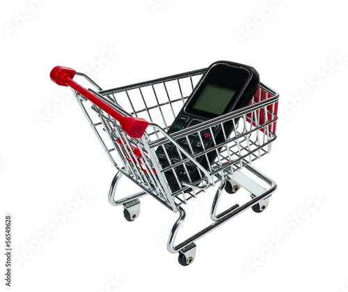 Photo: Shopping Cart with a cell phone Shopping Cart with a cell phone