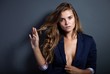 Sexy woman without bra in jacket Sexy woman without bra in jacket