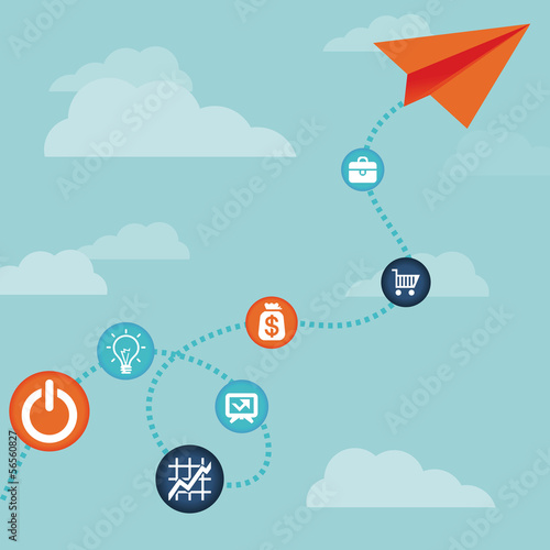 Vector: Vector business concept -flying paper plane Vector business concept -flying paper plane