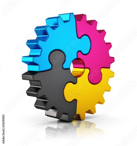 Illustration: CMYK puzzle gear CMYK puzzle gear