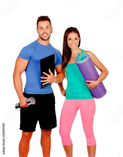 Photo: Handsome personal trainer with a attractive girl Handsome personal trainer with a attractive girl